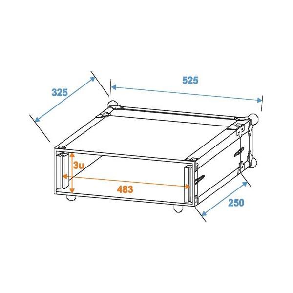 Roadinger Effect rack CO DD 3U Negru - Roadinger Effect rack CO DD 3U Negru