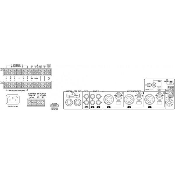PA-6600 Amplificator Monacor 100V/600W - PA-6600 Amplificator Monacor 100V/600W